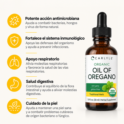 CARLYLE® /  aceite de orégano producto anti oxidante, inflamatorio y microbiano
