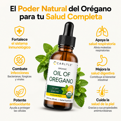 CARLYLE® /  aceite de orégano producto anti oxidante, inflamatorio y microbiano