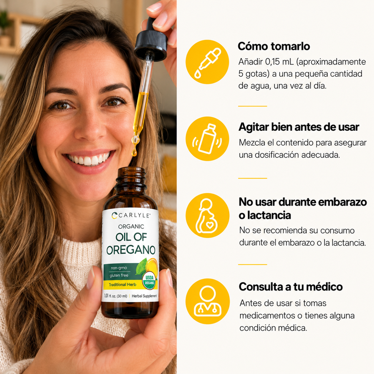 CARLYLE® /  aceite de orégano producto anti oxidante, inflamatorio y microbiano